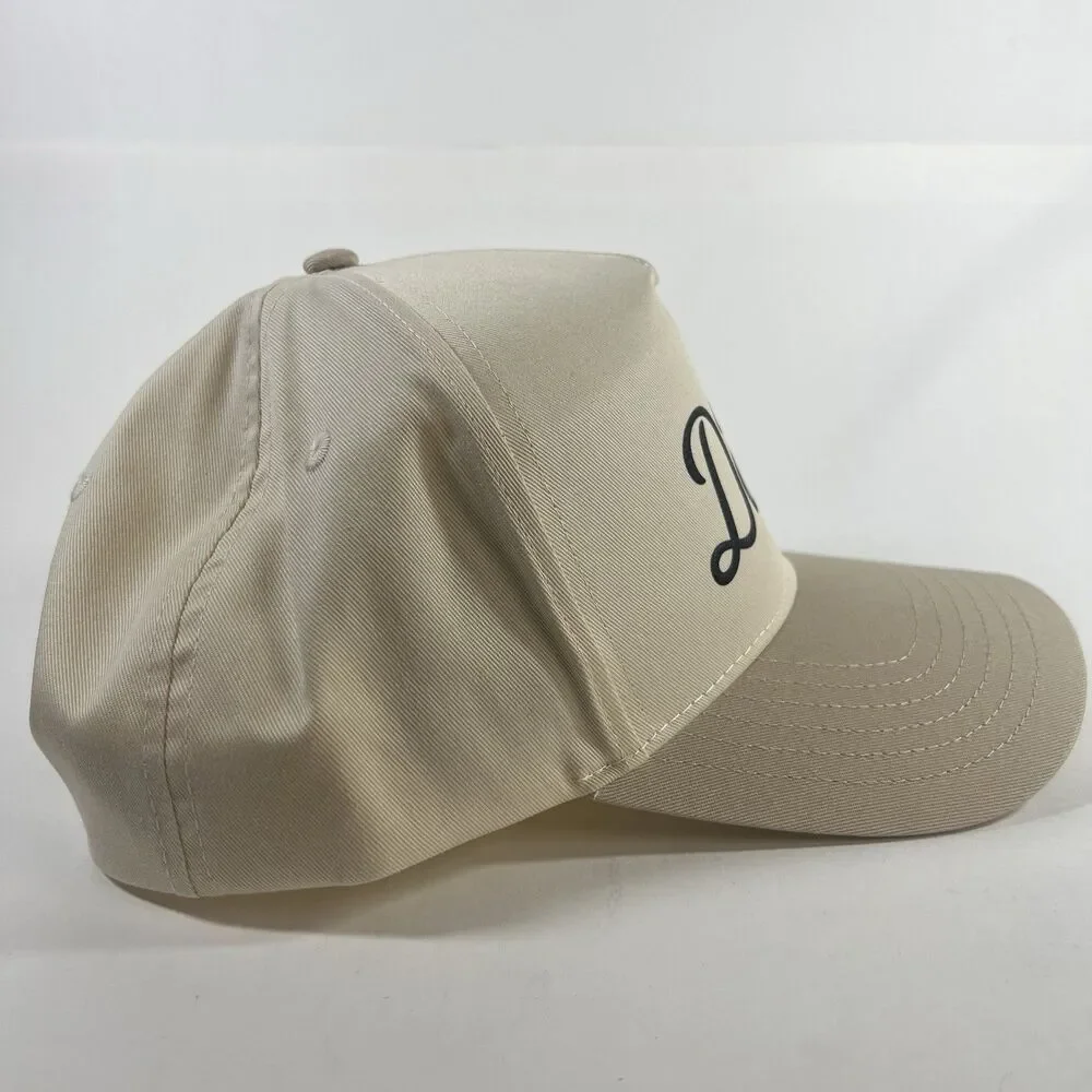 GIRL DAD Printed Five Panel Trucker Hat Two Tone Khaki/Tan